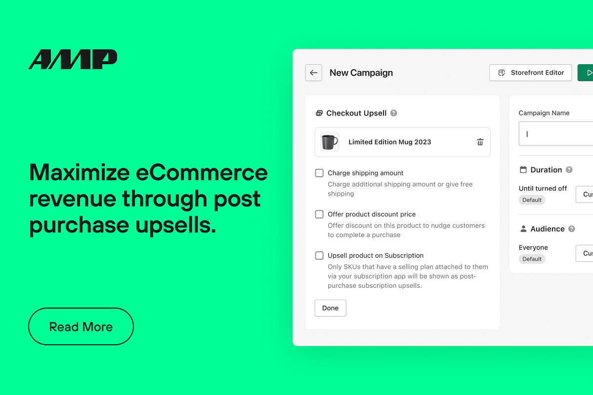 Maximize eCommerce revenue through post purchase upsells.