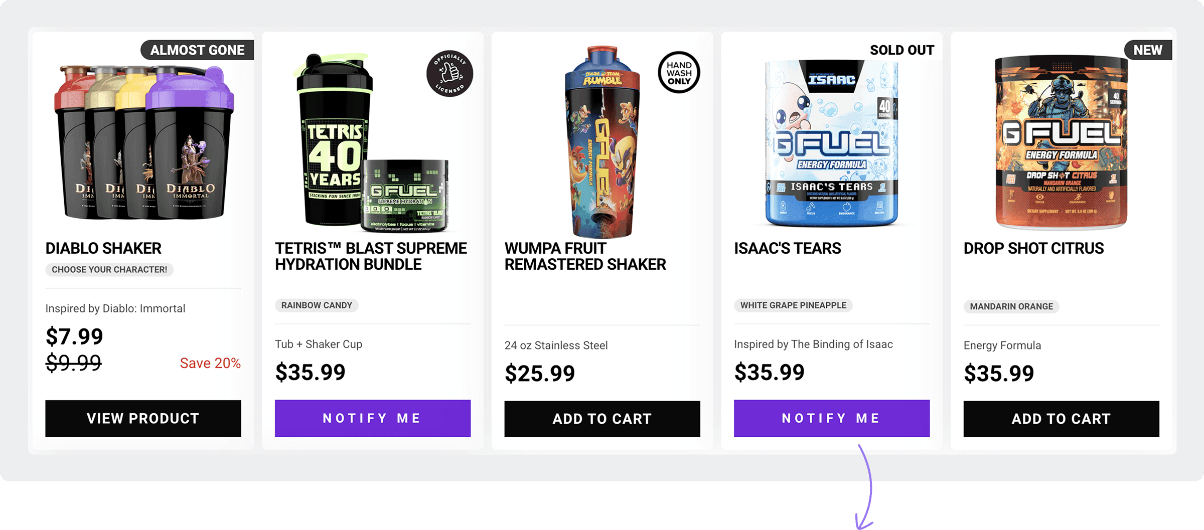 G FUEL Back in Stock implementation