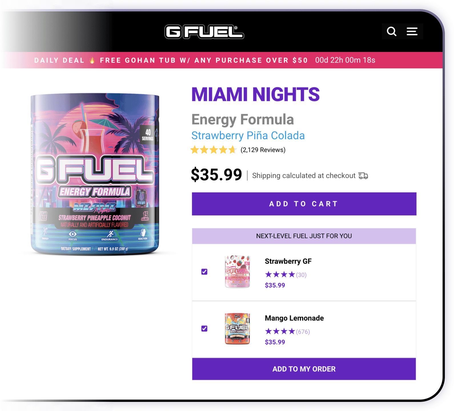 G FUEL upsell implementation