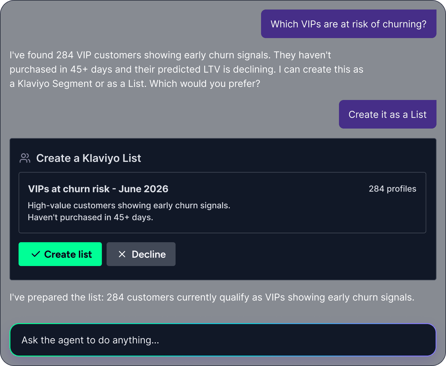 Profit Agent finding VIPs at churn risk
