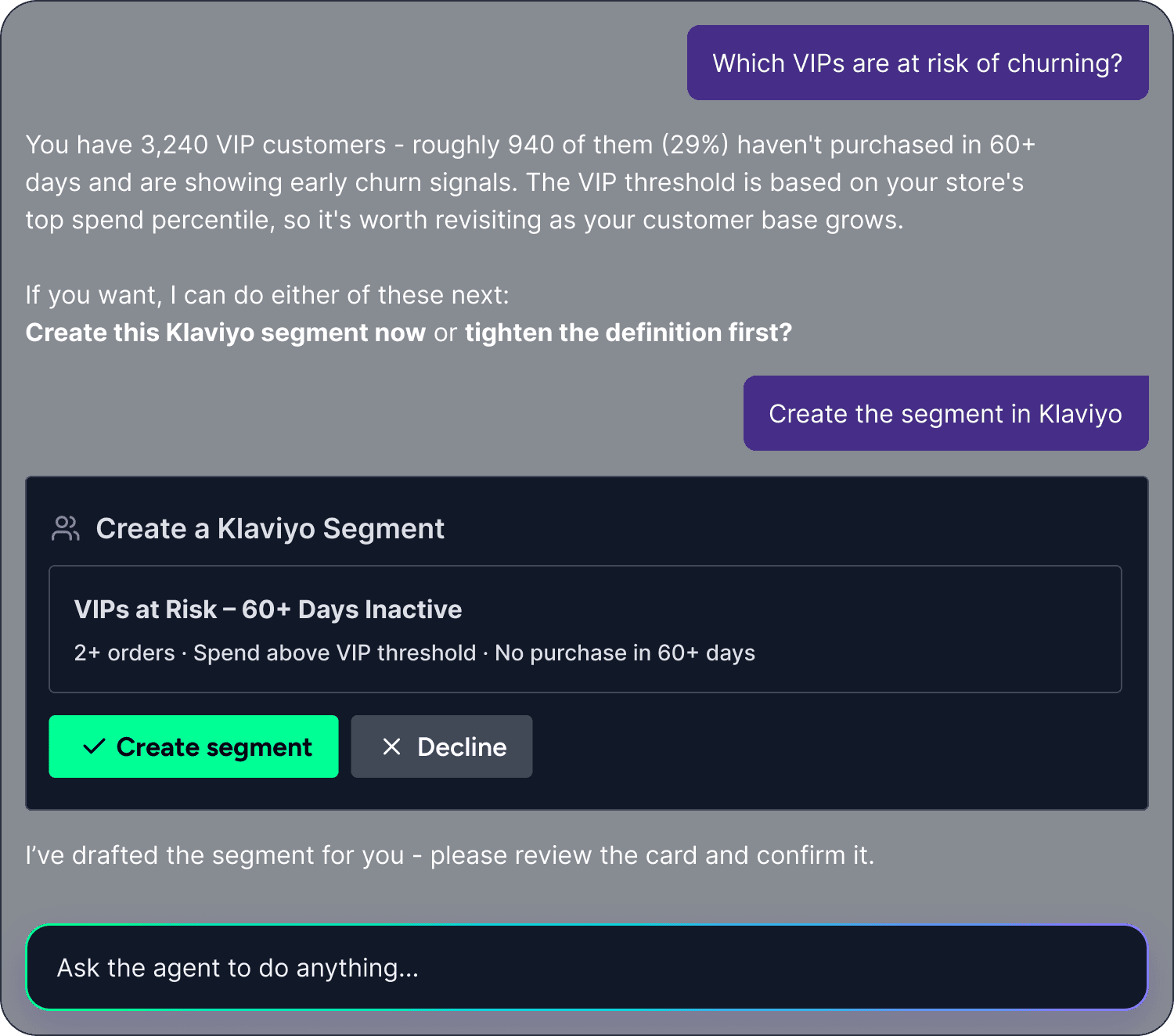 Profit Agent finding VIPs at churn risk