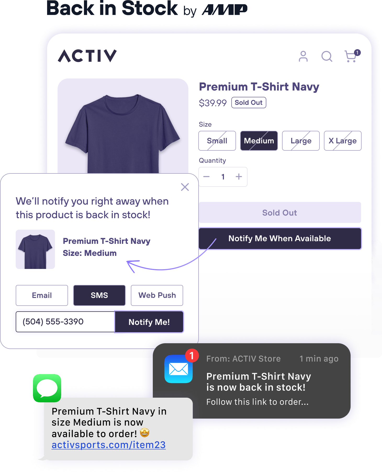 Back in Stock alerts for Shopify by Amp